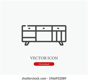 Cabinet vector icon.  Editable stroke. Symbol in Line Art Style for Design, Presentation, Website or Apps Elements, Logo. Pixel vector graphics - Vector