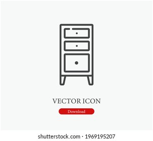 Cabinet vector icon.  Editable stroke. Symbol in Line Art Style for Design, Presentation, Website or Apps Elements. Pixel vector graphics - Vector