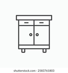 Cabinet vector icon isolated in black line