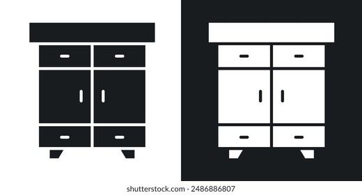 Cabinet vector icon set in solid black and white color
