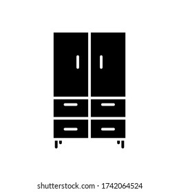 cabinet,closet, cupboard, wardrobe icon  with glyph style vector for your web design, logo, UI. illustration