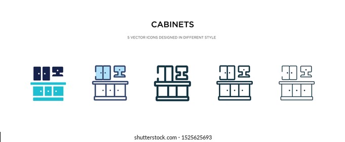 cabinets icon in different style vector illustration. two colored and black cabinets vector icons designed in filled, outline, line and stroke style can be used for web, mobile, ui