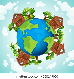 Cabinas alrededor del mundo ilustración