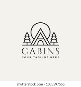 cabins outdoor line art logo vector illustration design template. simple modern estate logo concept