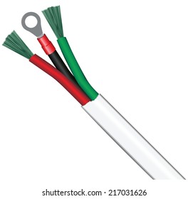 Cable with an additional wire for grounding. Vector illustration.