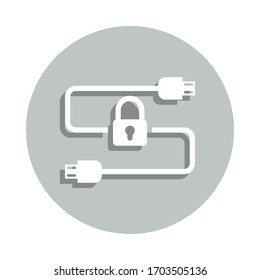 Symbol für Kabelzeichen Simpleglyph, flache Vektorillustration von Icons für Internet-Sicherheit für i und ux, Website oder mobile Anwendungen