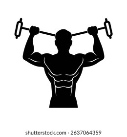 Cable Biceps Curl Station Weight Machine Silhouette Vector Art Illustration