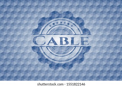 Cable blue hexagon badge. Vector Illustration. Detailed.