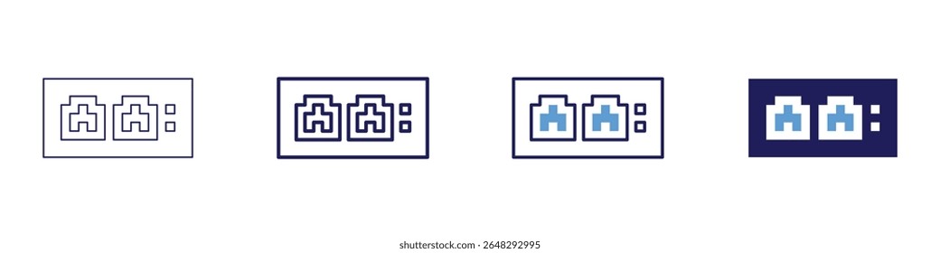 Cable box icon in 4 different styles. Thin Line, Line, Bold Line, Duotone. Duotone style. Editable stroke.