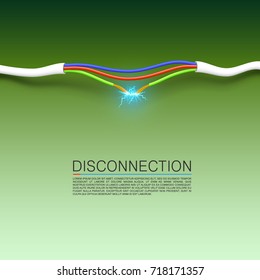 Cable break disconnect art cover. Vector illustration