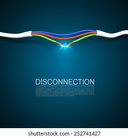 Cable break disconnect, Breakage banner background, Vector illustration