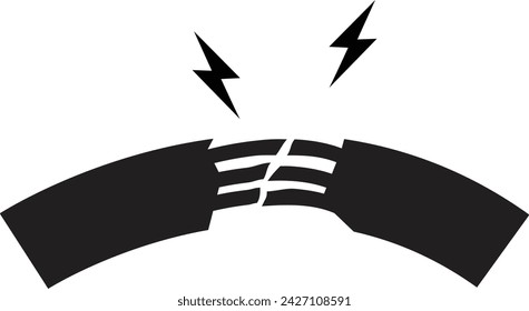 Cable break icon. Damaged wire sign. Loose connection logo. flat style.