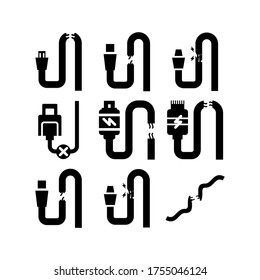 Cable Break  icon or logo isolated sign symbol vector illustration - Collection of high quality black style vector icons
