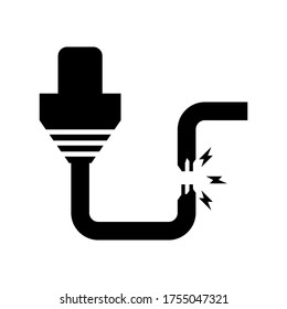 Kabel-Break-Symbol oder -Logo einzeln auf Zeichen, Vektorgrafik - hochwertige Vektorsymbole in schwarzem Stil
