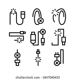 Symbol für Kabelunterbrechungen oder Logo einzeln auf Zeichen, Vektorgrafik - Sammlung von Vektorsymbonen mit hoher Qualität in schwarzem Stil

