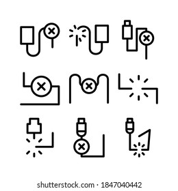 Symbol für Kabelunterbrechungen oder Logo einzeln auf Zeichen, Vektorgrafik - Sammlung von Vektorsymbonen mit hoher Qualität in schwarzem Stil
