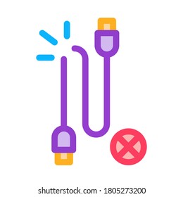 Cable Breakdown Icon Vector. Outline Cable Breakdown Sign. Isolated Contour Symbol Illustration