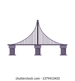 Cable bridge vector illustration. Highway bridge, city, river. Bridges concept. Vector illustration can be used for topics like architecture, transportation, travel