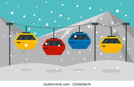 Cable car banner. Flat illustration of cable car vector banner for web design