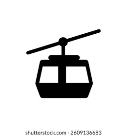 Cable Car Black Filled Icon Minimal Box Hanging from Line
