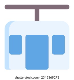 Cabina de teleférico en icono plano. Transporte, vacaciones, vacaciones