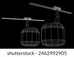 Cable car cabin gondola. Funicular simple cableway concept. Wireframe low poly mesh vector illustration