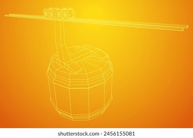 Cable car cabin gondola. Funicular simple cableway concept. Wireframe low poly mesh vector illustration