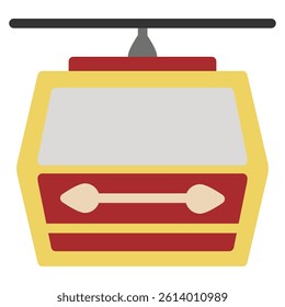 Cable car cabin icon in Color Fill. Flat style. isolated on white background