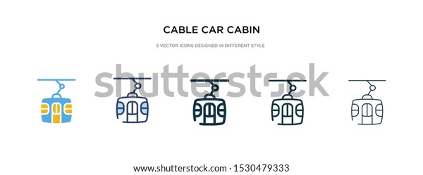 cable car cabin icon in different style vector\
illustration. two colored and black cable car cabin vector icons\
designed in filled, outline, line and stroke style can be used for\
web, mobile, ui