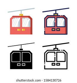 Cable Car Cabin Icon Set - Winter Holidays