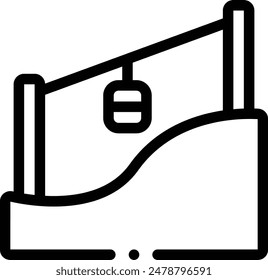 icono de cabina del teleférico. Diseño De Estilo Lineal Delgado Aislado Sobre Fondo Blanco