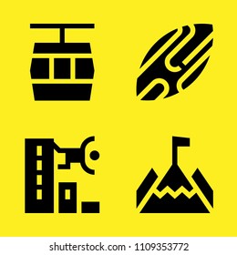 cable car cabin, skimboard, parkour and mountain vector icon set. Sample icons set for web and graphic design