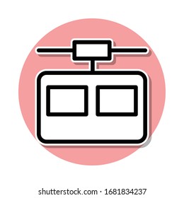 Cable car cabin sticker icon. Simple thin line, outline vector of web icons for ui and ux, website or mobile application