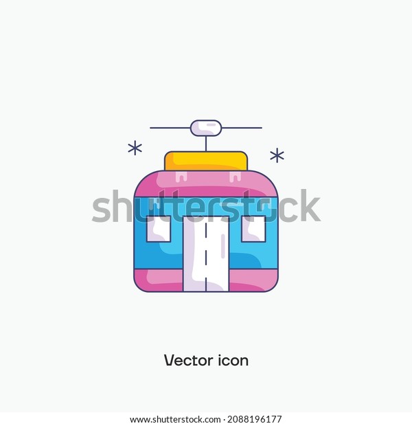 Cable car cabin\
vector icon. Premium\
quality.