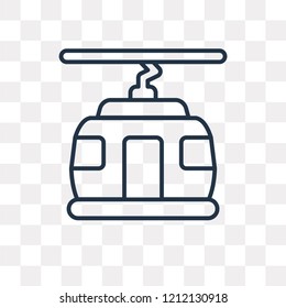 Cable car cabin vector outline icon isolated on transparent background, high quality linear Cable car cabin transparency concept can be used web and mobile