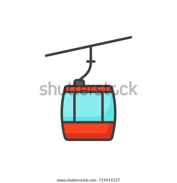 Cable car colored flat line\
icon.