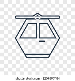 Cable car concept vector linear icon isolated on transparent background, Cable car concept transparency concept in outline style