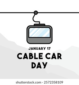 Cable Car Day. January 17. Flat design vector. Cable car icon. Eps 10.