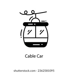 Icono de diseño del doodle del coche del cable. Símbolo de viaje sobre archivo EPS 10 de fondo blanco