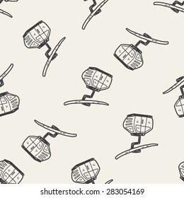 cable car doodle seamless pattern background