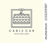 cable car with emblem and line art style logo icon template design. gondola, portland,tram, vector illustration