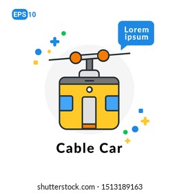 Cable Car Flat icon. Used For web, logo, mobile app, User Interface