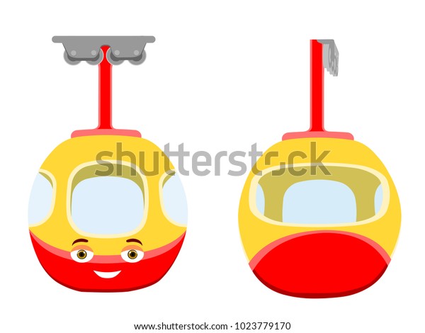 Cable Car Front and Back with Expressions - Cartoon\
Vector Image