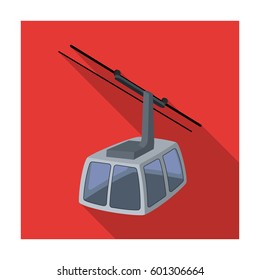 Cable car. Funicular for climbing in the mountains. Holiday winter transport.Transport single icon in flat style vector symbol stock illustration.