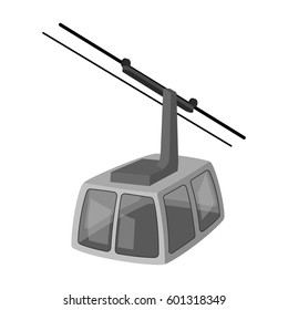 Cable car. Funicular for climbing in the mountains. Holiday winter transport.Transport single icon in monochrome style vector symbol stock illustration.