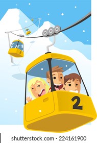 Cable Car Gondola Cabin Ski Lift Vector Illustration.