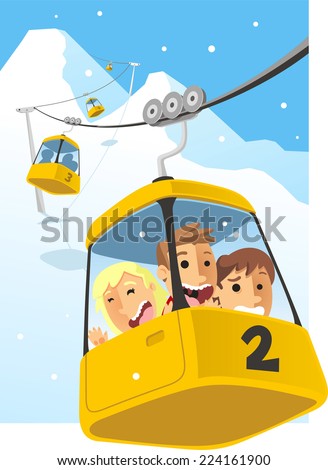 Cable car Gondola Cabin Ski Lift Vector Illustration.