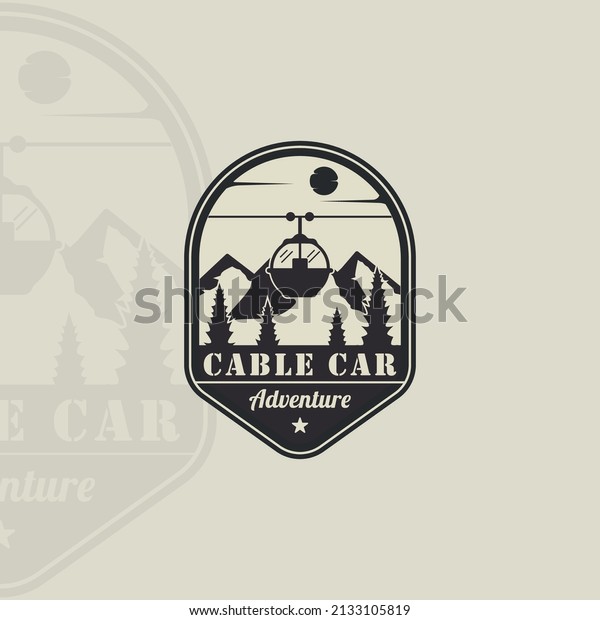 cable car or gondola\
emblem logo vintage vector illustration template icon graphic\
design. transportation business travel for vacation at mountain\
sign and symbol with\
badge