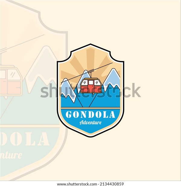 cable car\
or gondola emblem logo modern vintage vector illustration template\
icon graphic design. transportation business travel for vacation at\
mountain sign and symbol with\
badge