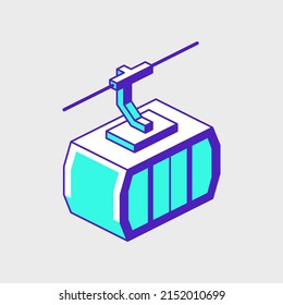 Cable Car Or Gondola Isometric Vector Icon Illustration